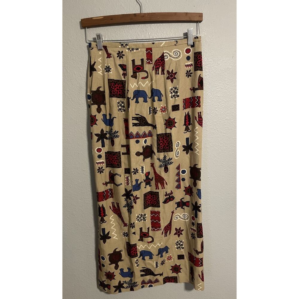 Vintage Authentic Dry Goods Pine Cove Womens Maxi Skirt 8 Abstract Rayon Linen